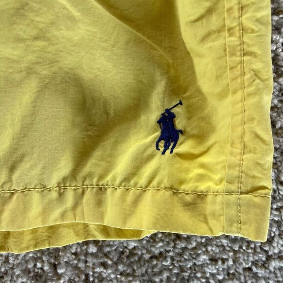 Vintage Polo Ralph Lauren Swim Trunks Men 2XL XXL Yellow Pockets Swimwear Shorts - Picture 2 of 12